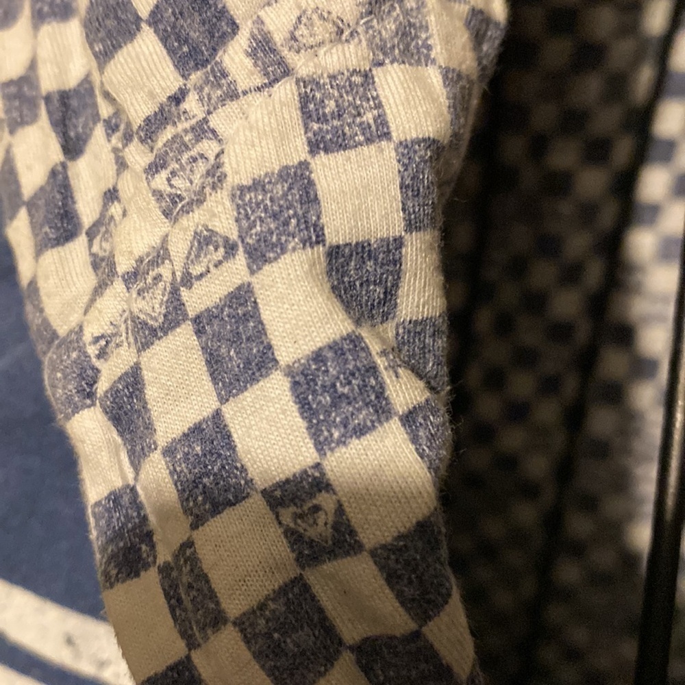 Roxy Women's REVERSIBLE Jacket Denim Blue Pockets Checkered Skater Vinta… - Picture 3 of 8